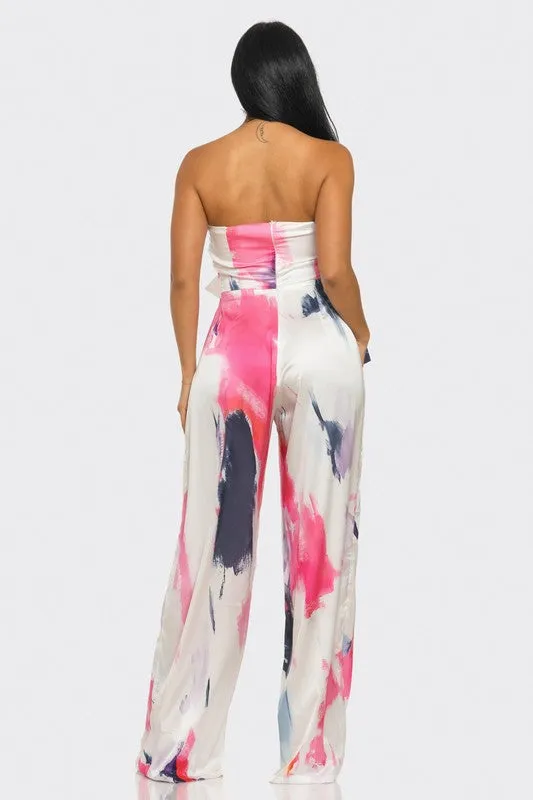 City Scape- Strapless Wide-Leg Jumpsuit