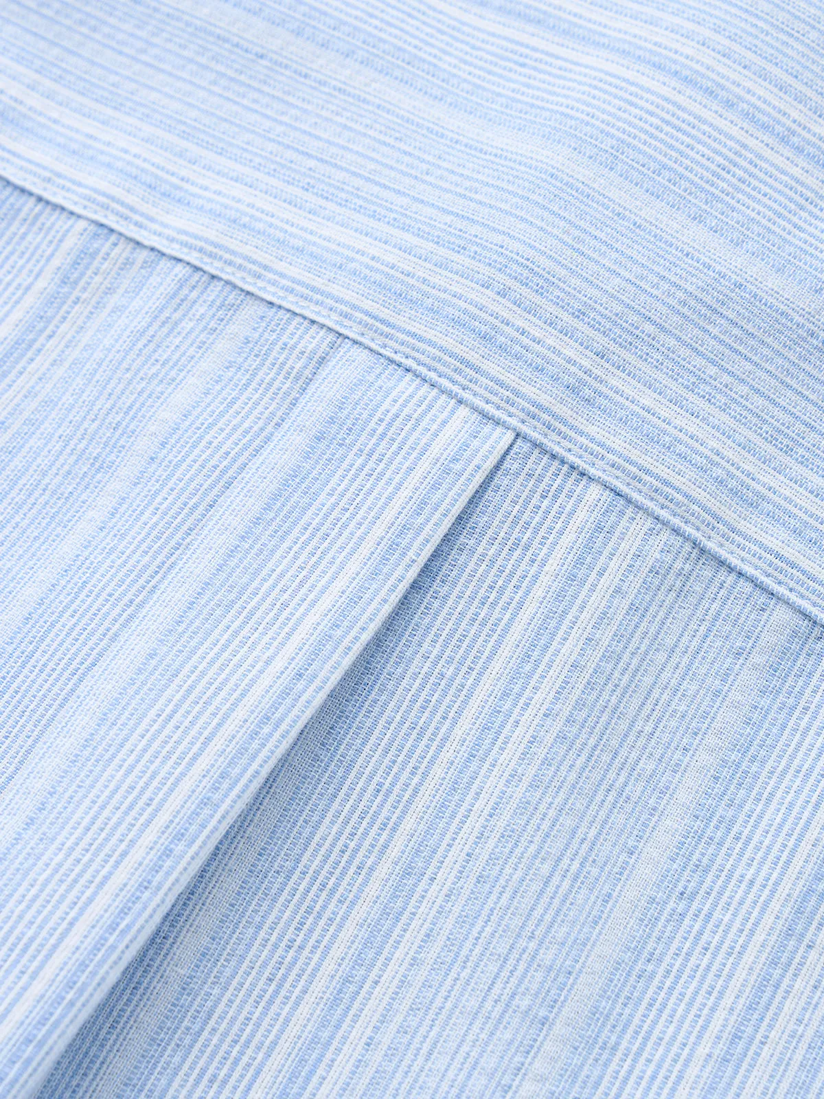 Classic Light Blue Striped Double-Pocket Cotton Shirt