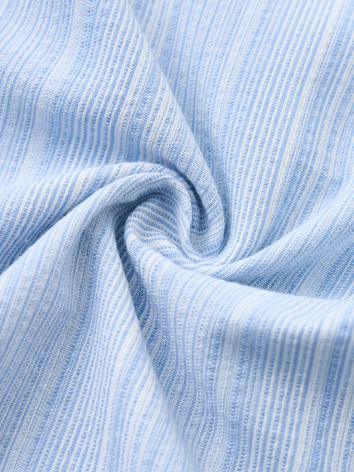 Classic Light Blue Striped Double-Pocket Cotton Shirt