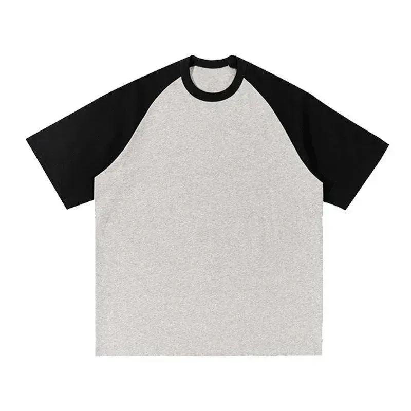 Cotton Color-matching Raglan Sleeves Loose-fitting Casual T-shirt