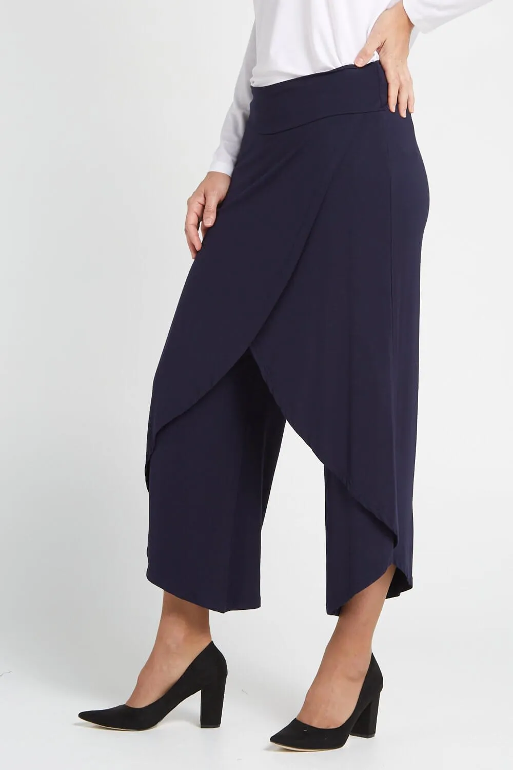 Cross Over Bamboo Pants - Dark Navy