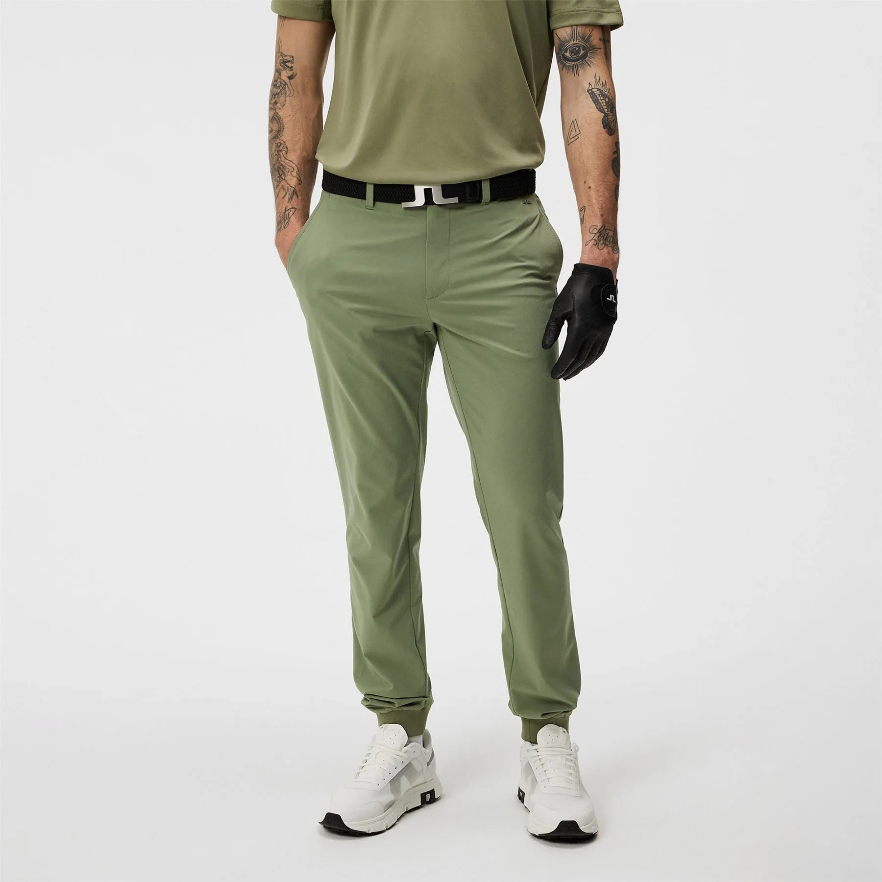 Cuff Double Weave Jogger Trousers Oil Green - SU24