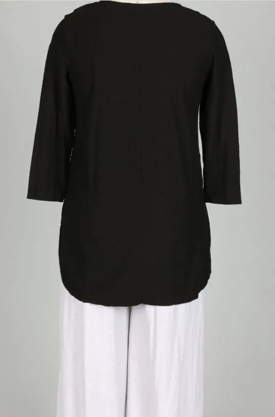 Cut-Loose 3/4 Sleeve V-Neck Top Black