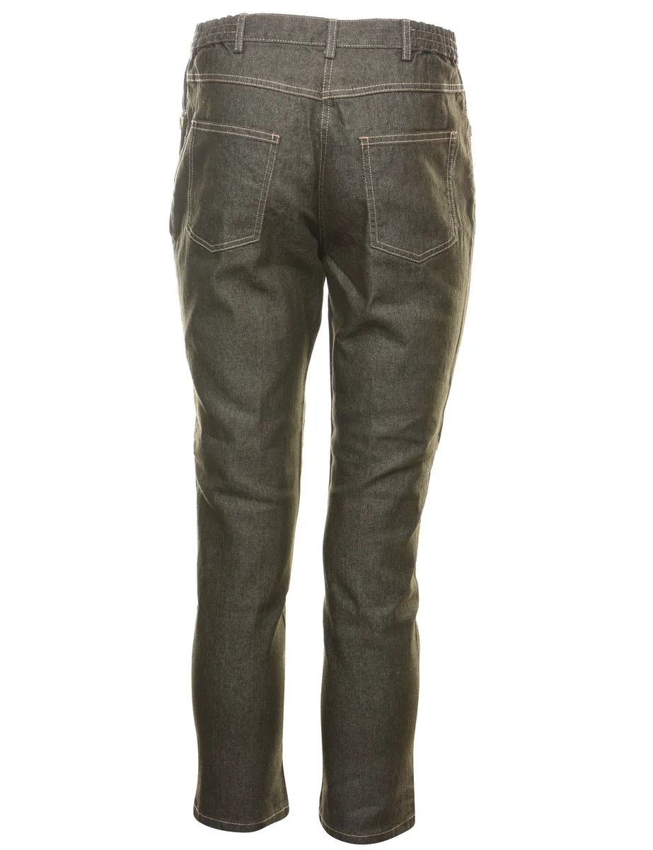 Dark Wash Beaded Denim Trousers - W32 L28