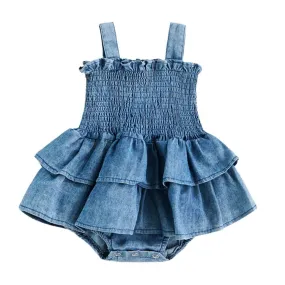 Denim Peplum Baby Romper