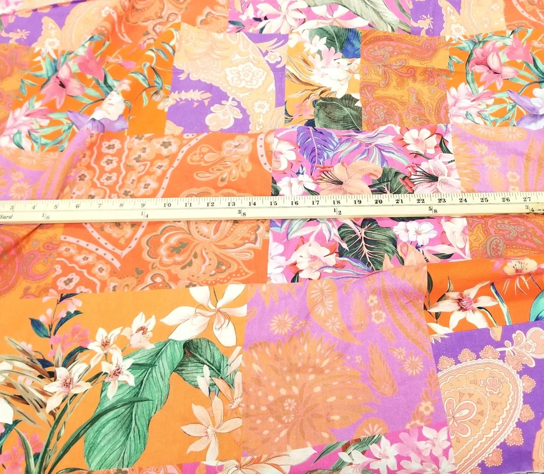 Designer Deadstock European Soft Viscose Cotton Linen Floral Botanica Bandana Woven- by the yard