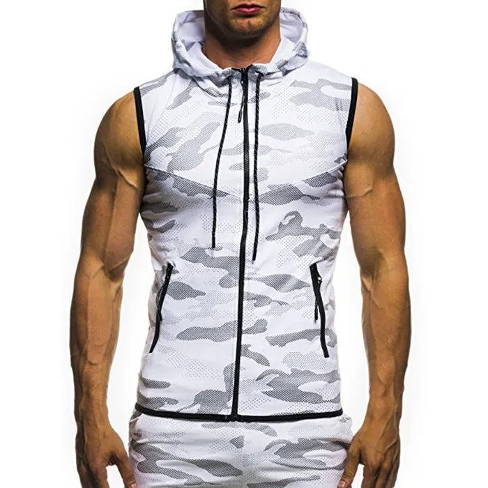 Digital Printing Battlefield Camo Sleeveless Hooded Vest