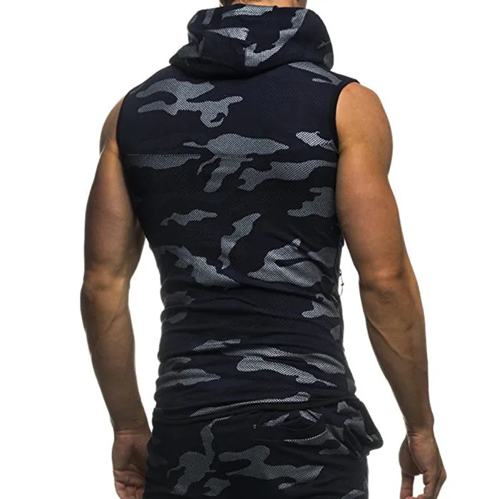 Digital Printing Battlefield Camo Sleeveless Hooded Vest