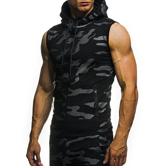 Digital Printing Battlefield Camo Sleeveless Hooded Vest