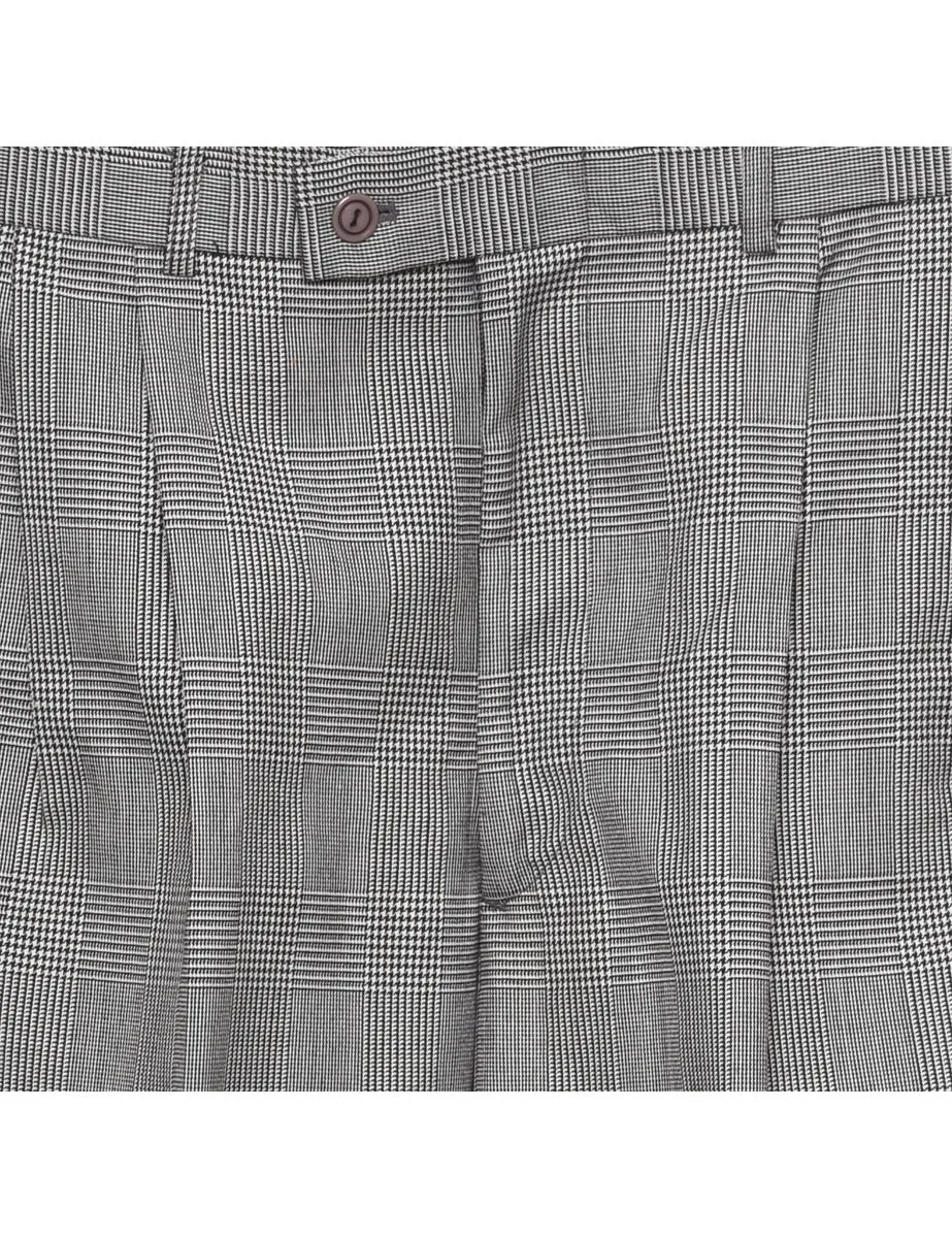 Dogtooth Check Grey Tapered Trousers - W34 L31