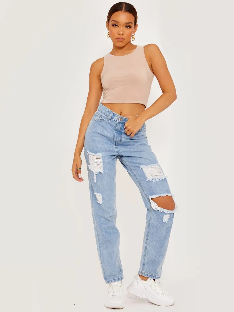 Dorian Slinky Cropped Vest Top In Stone