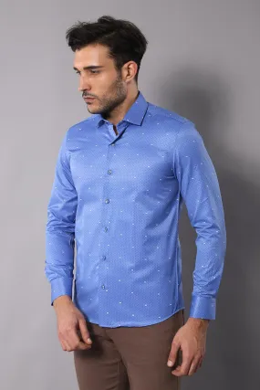 Dot Patterned Blue Shirt | Wessi - Wessi