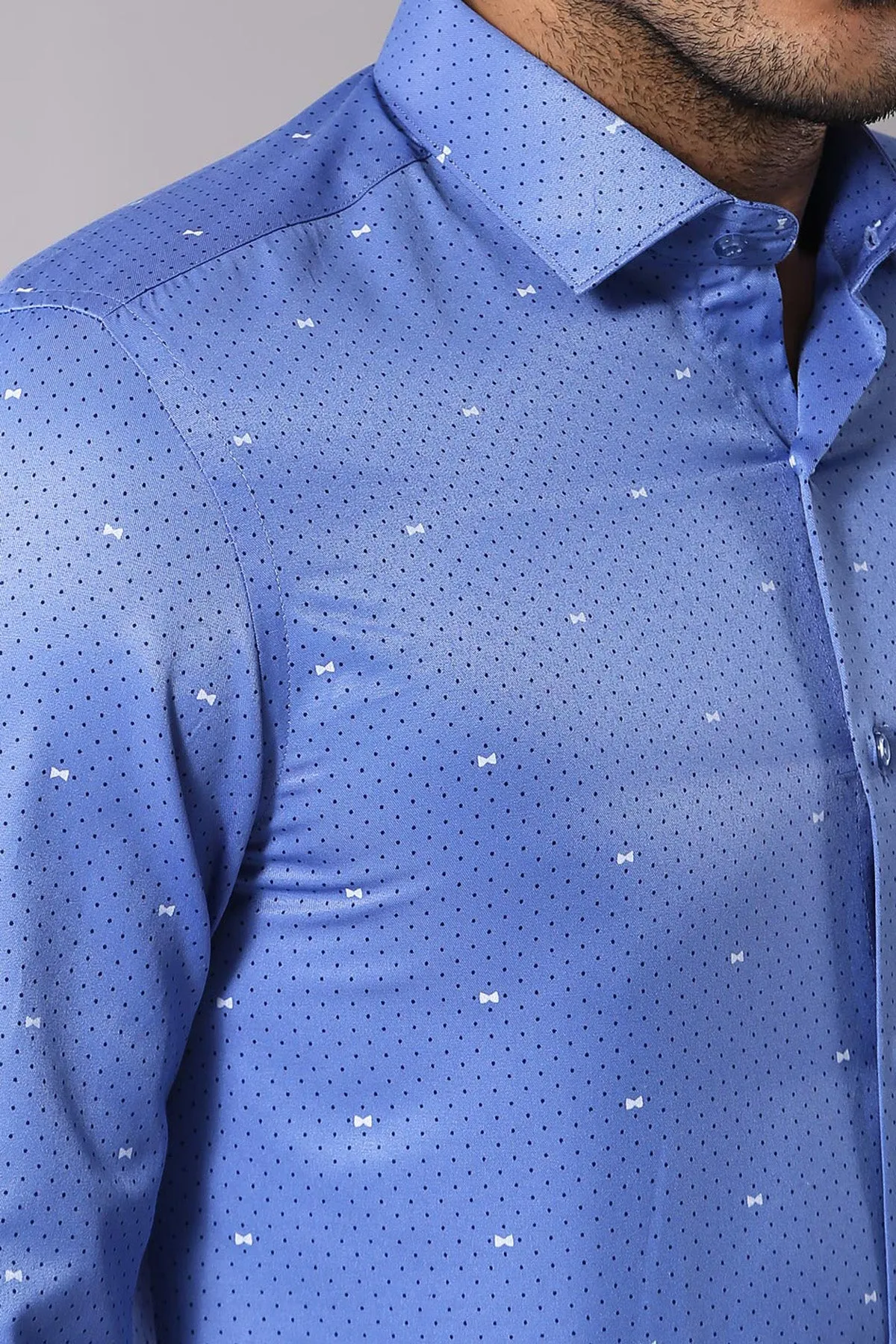 Dot Patterned Blue Shirt | Wessi - Wessi