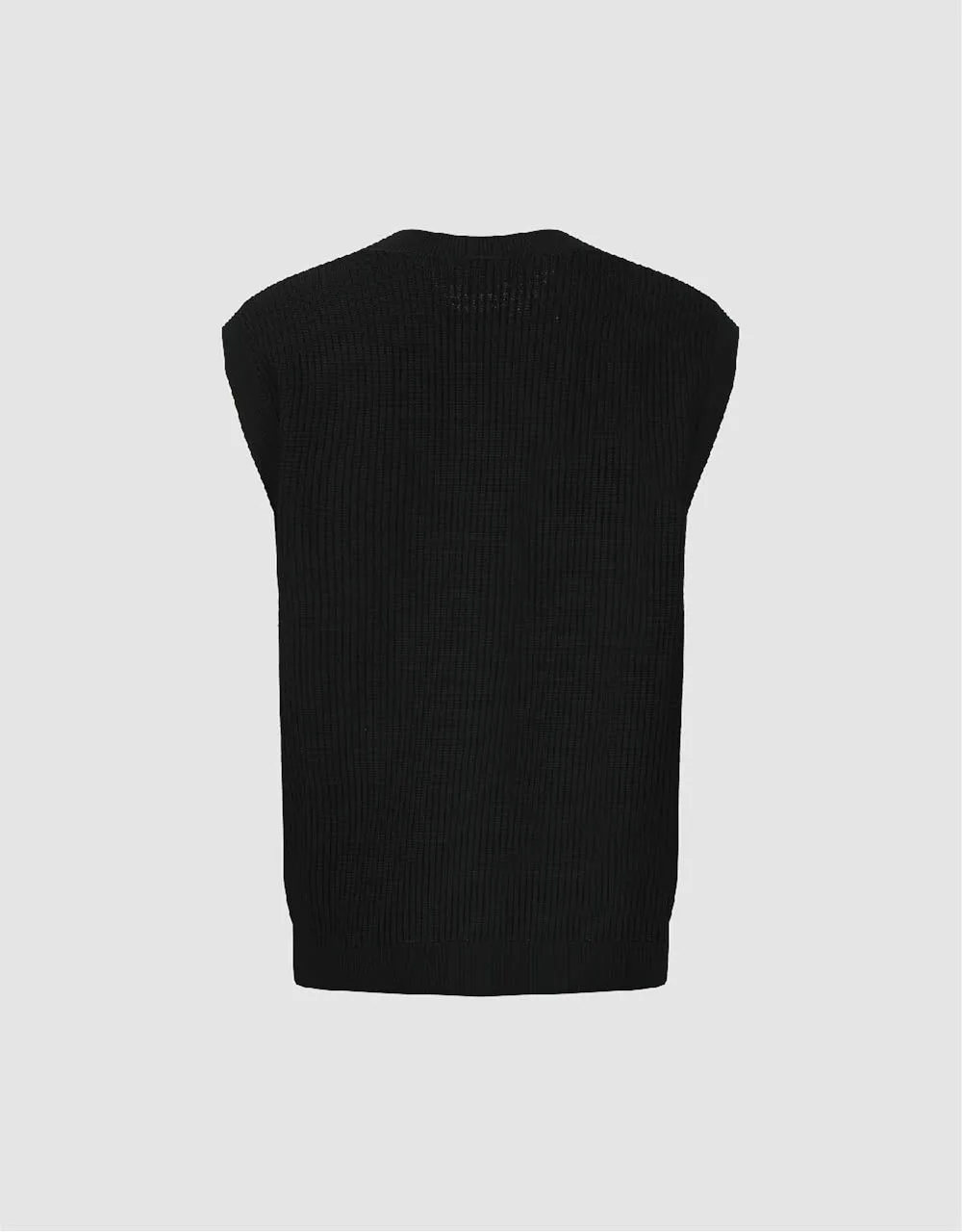 Embossed Crew Neck Knitted Vest