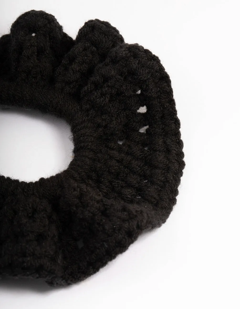 Fabric Black Cozy Knitted Scrunchie