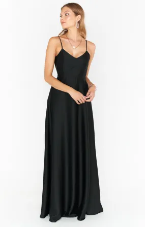 Faith Maxi Dress ~ Black Luxe Satin