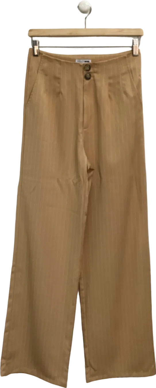 Fashion Nova Beige Pinstripe Trousers UK S