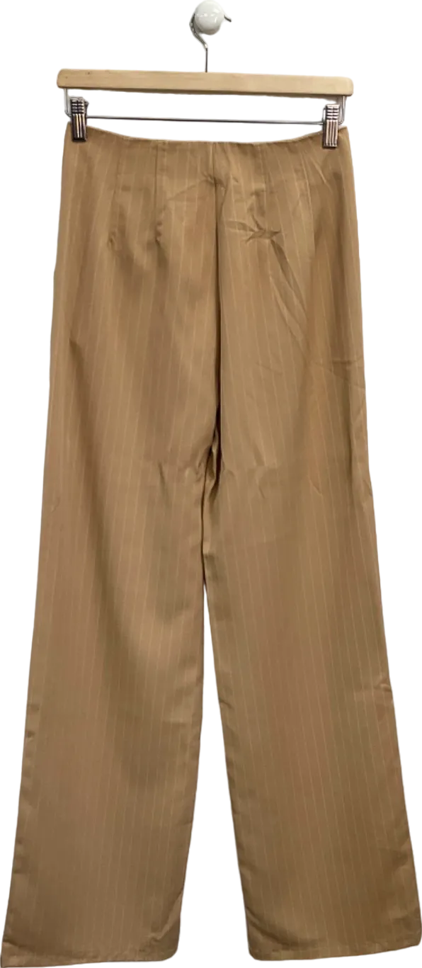 Fashion Nova Beige Pinstripe Trousers UK S