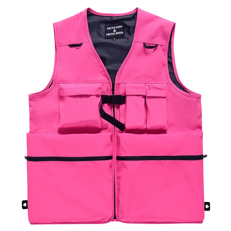 Female Cargo Pocket Ski Snow Vest Windproof Warm Vest