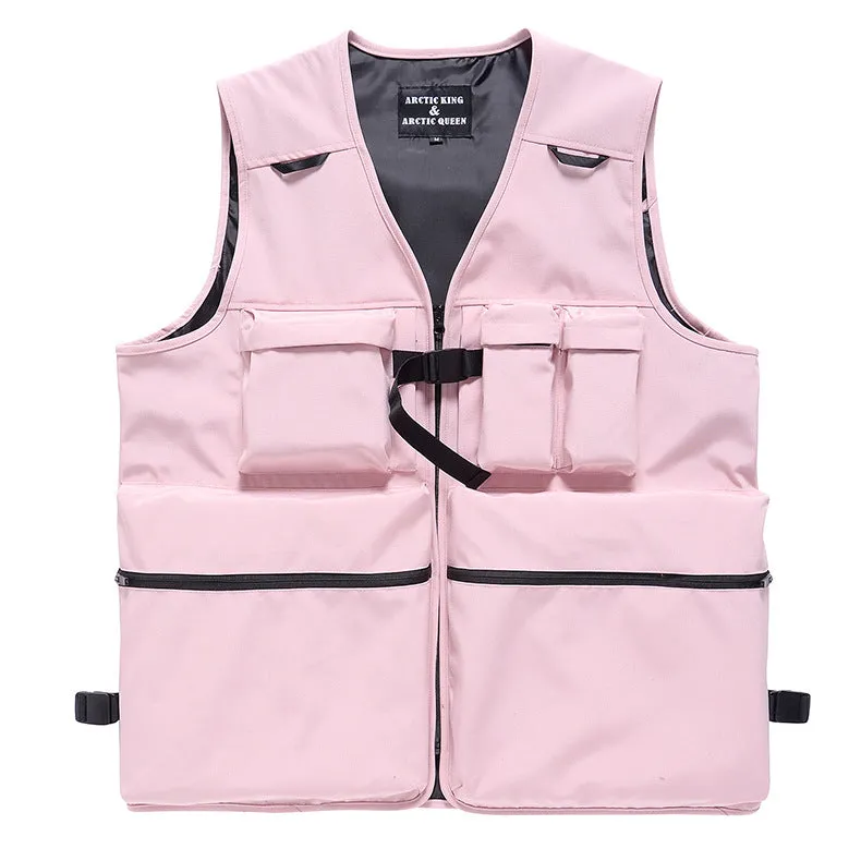 Female Cargo Pocket Ski Snow Vest Windproof Warm Vest