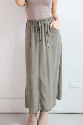 FINAL SALE - Glorious Invite Olive Maxi Skirt