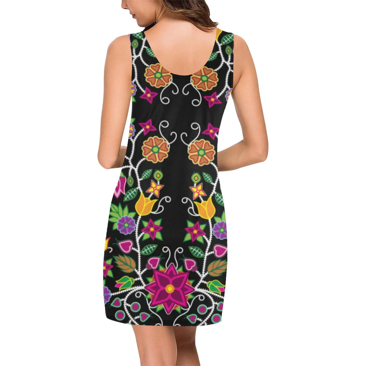 Floral Beadwork IkstsÃ­miwa Vest Dress