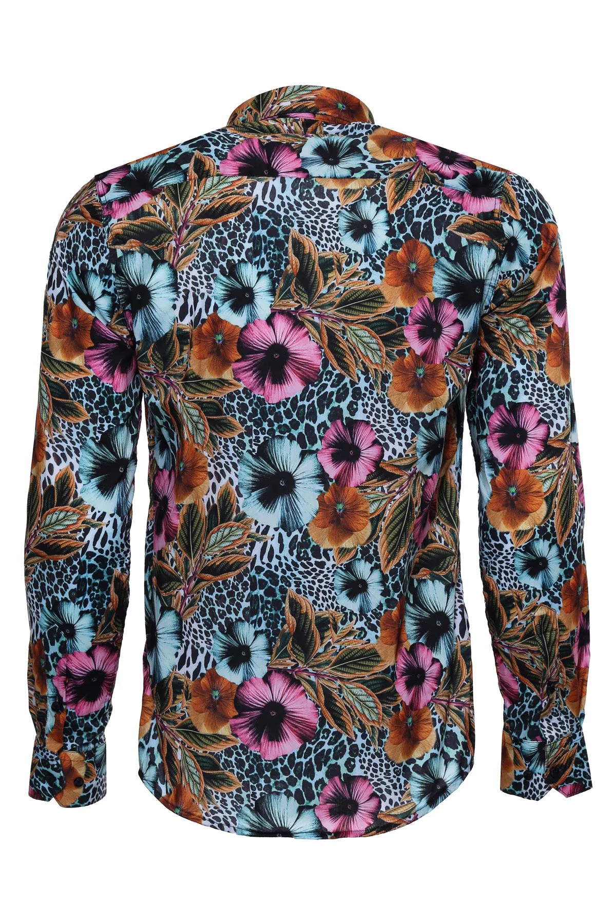 Floral Patterned Slim Fit Long Sleeves Multicolor Men Shirt - Wessi