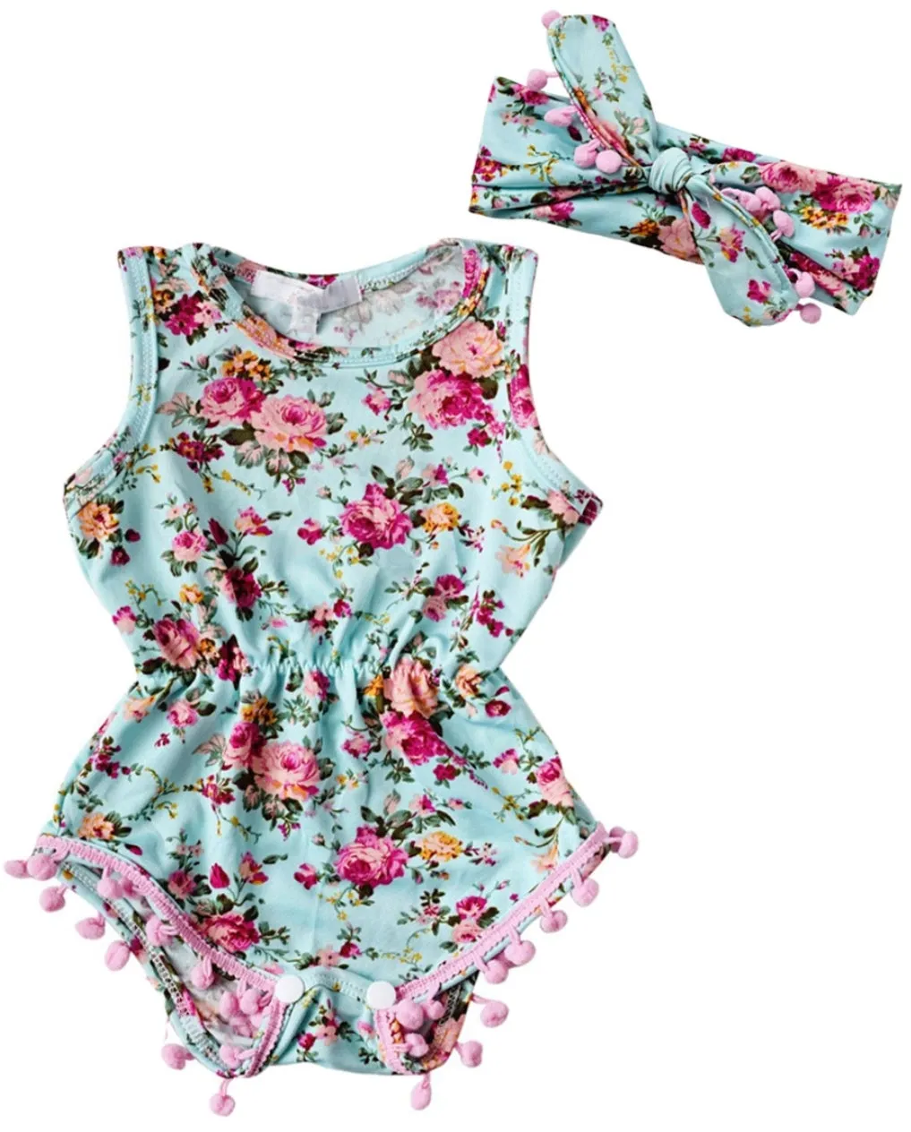 Floral Romper Sky Blue #1000662