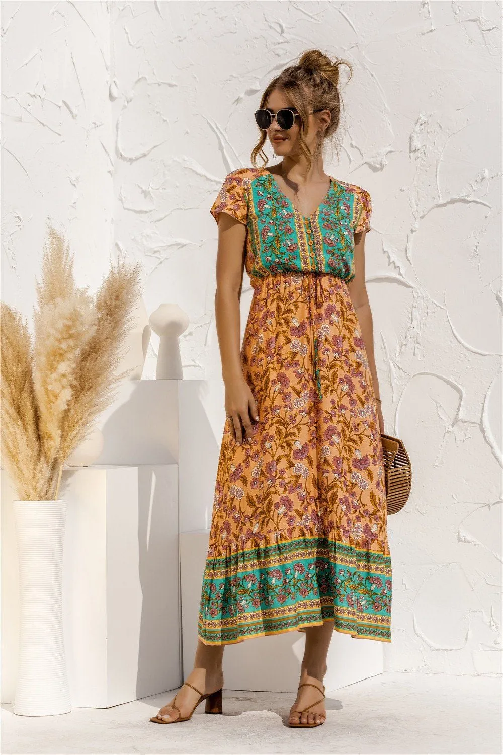 Floral Summer Boho Dress, Bohemian Dress For Women