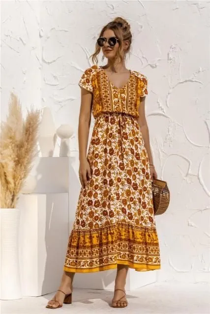 Floral Summer Boho Dress, Bohemian Dress For Women