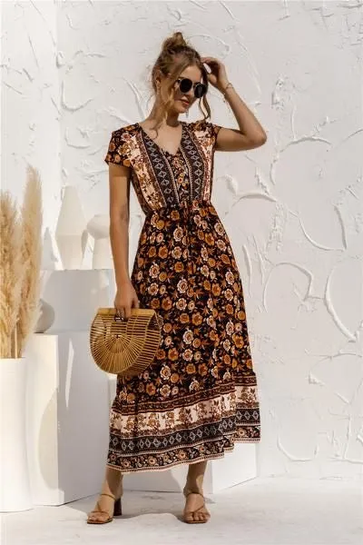 Floral Summer Boho Dress, Bohemian Dress For Women