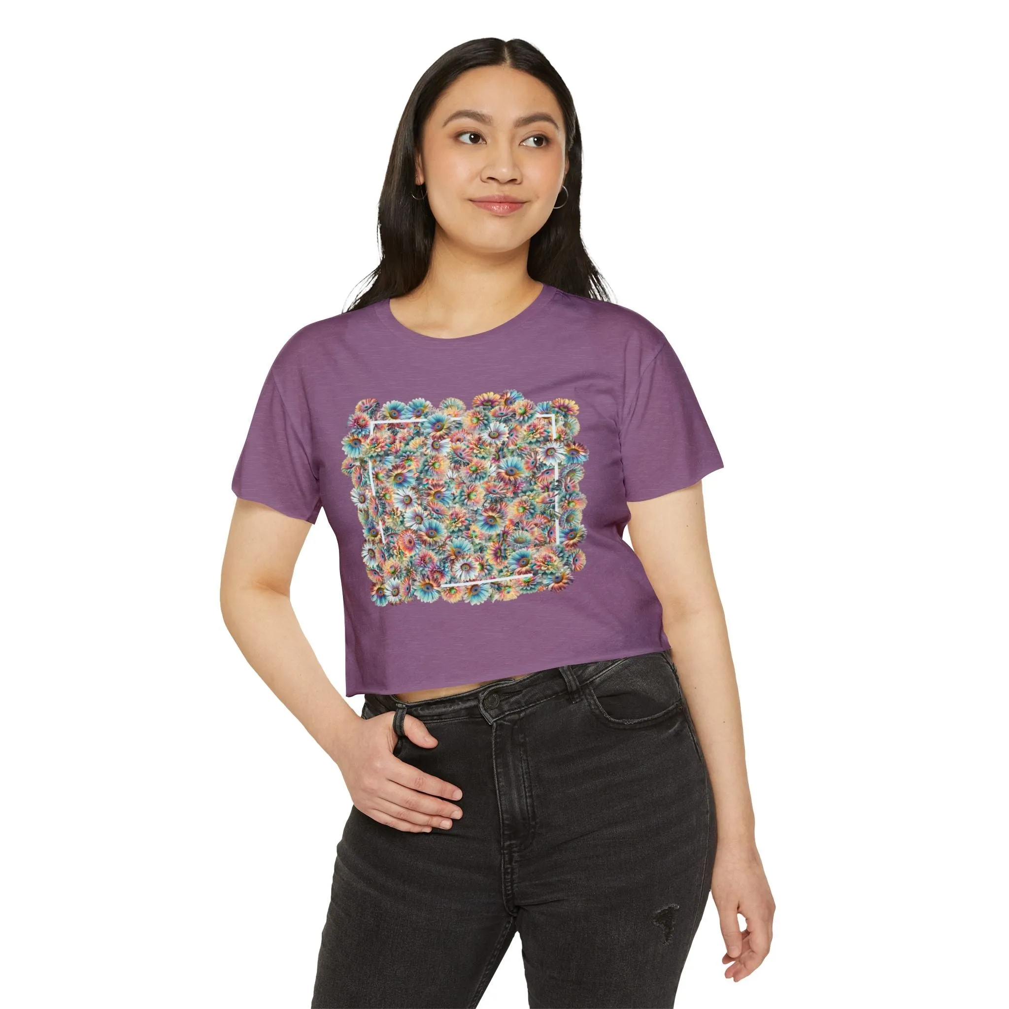 Flower Box Abstract floral design - Cute crop tee