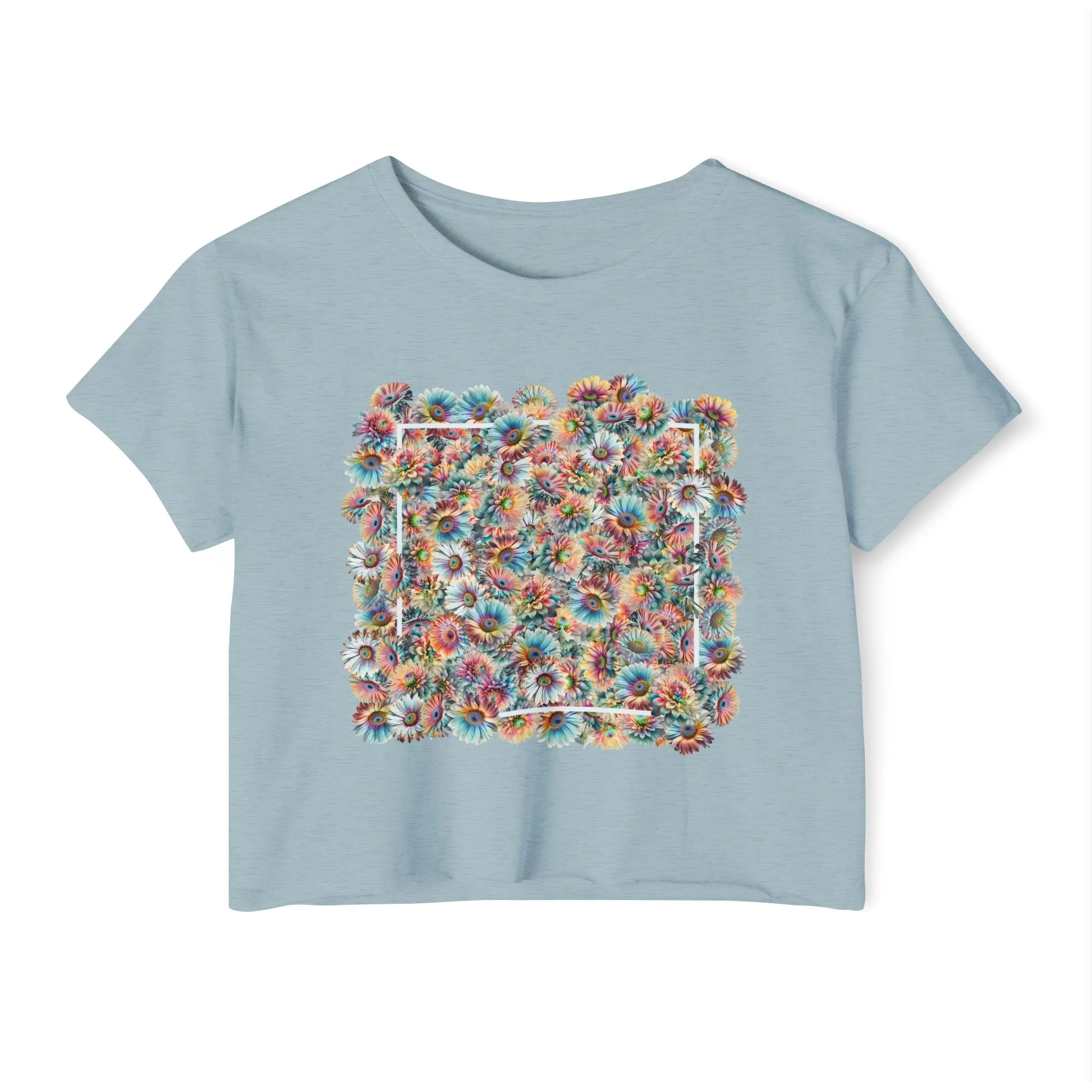 Flower Box Abstract floral design - Cute crop tee