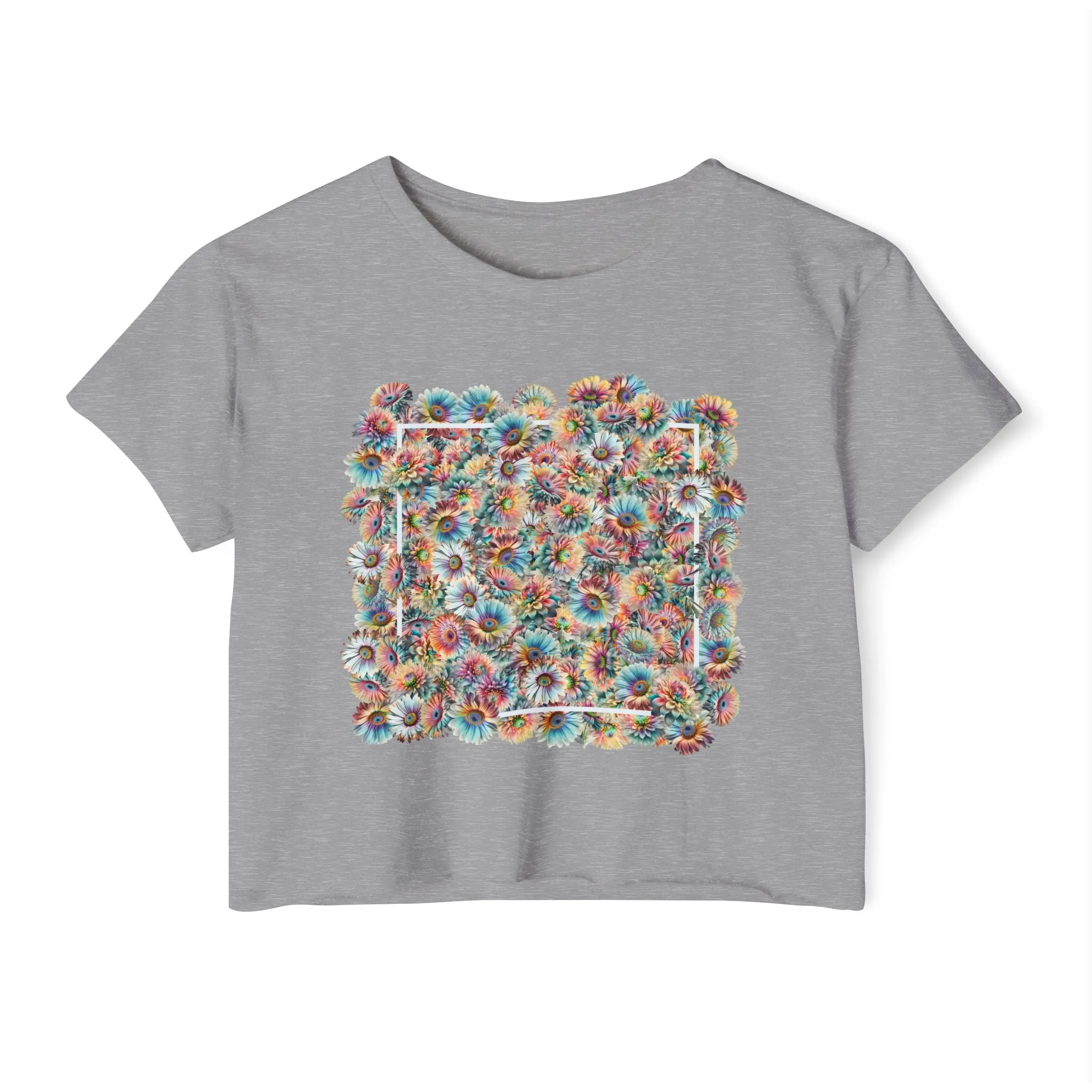 Flower Box Abstract floral design - Cute crop tee