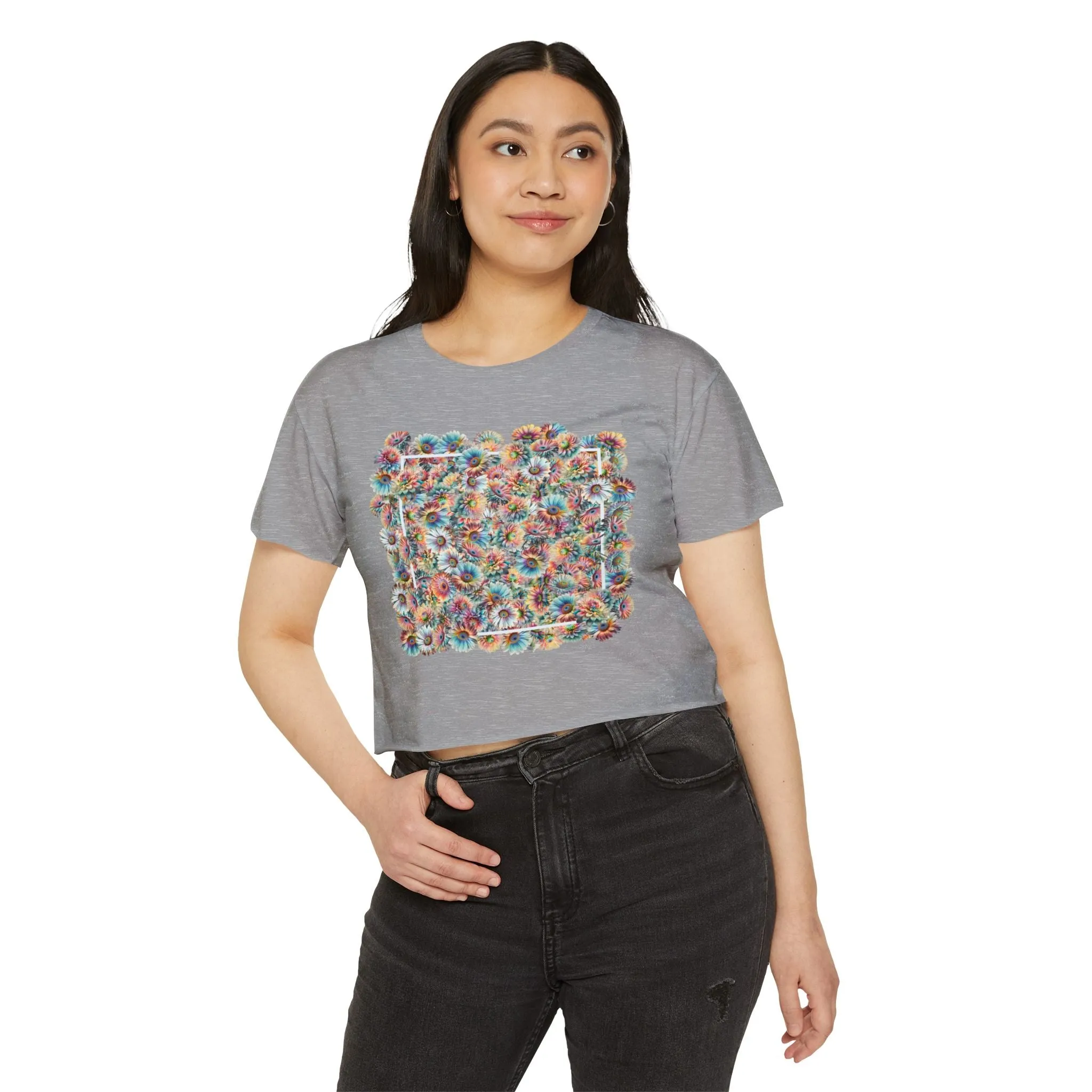 Flower Box Abstract floral design - Cute crop tee