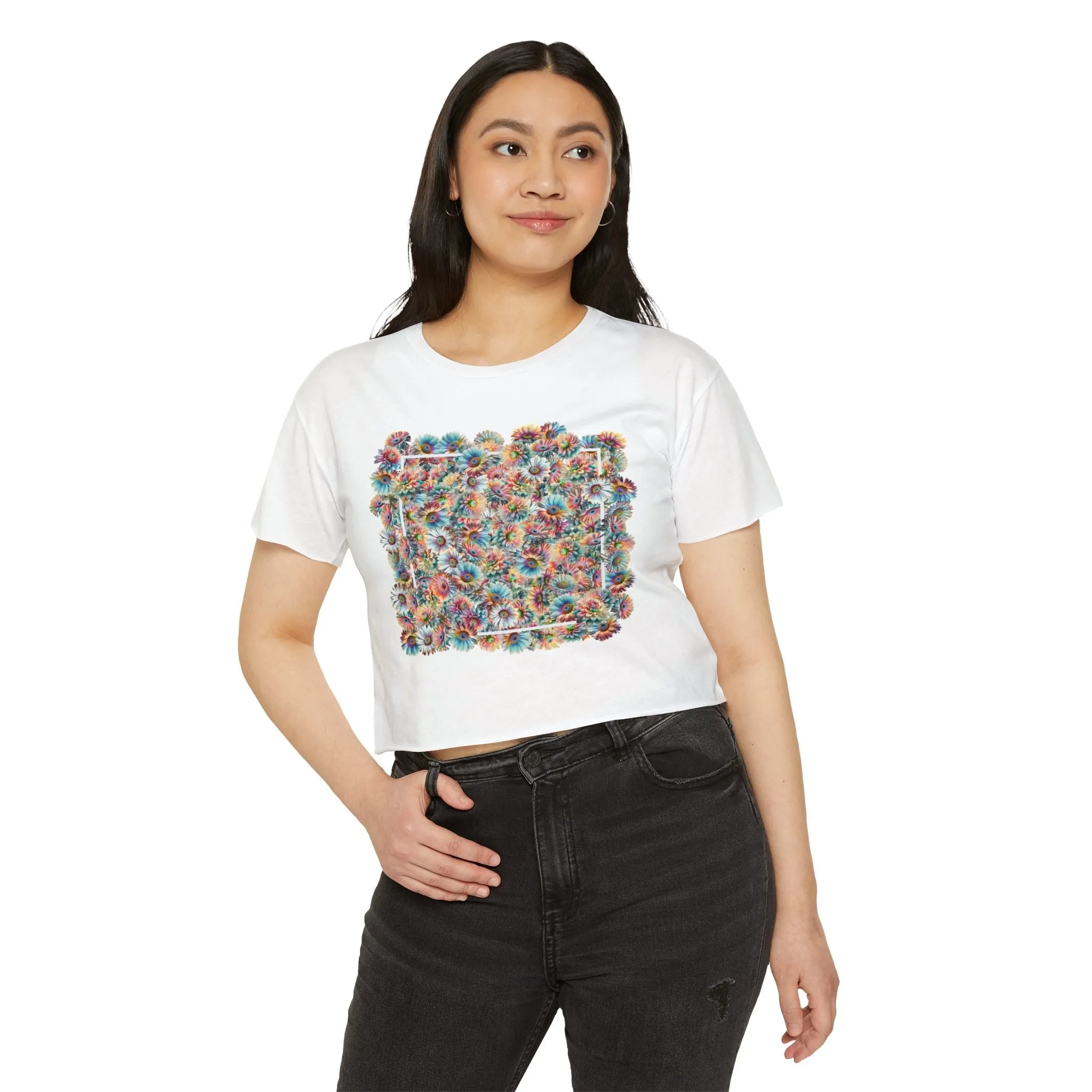 Flower Box Abstract floral design - Cute crop tee