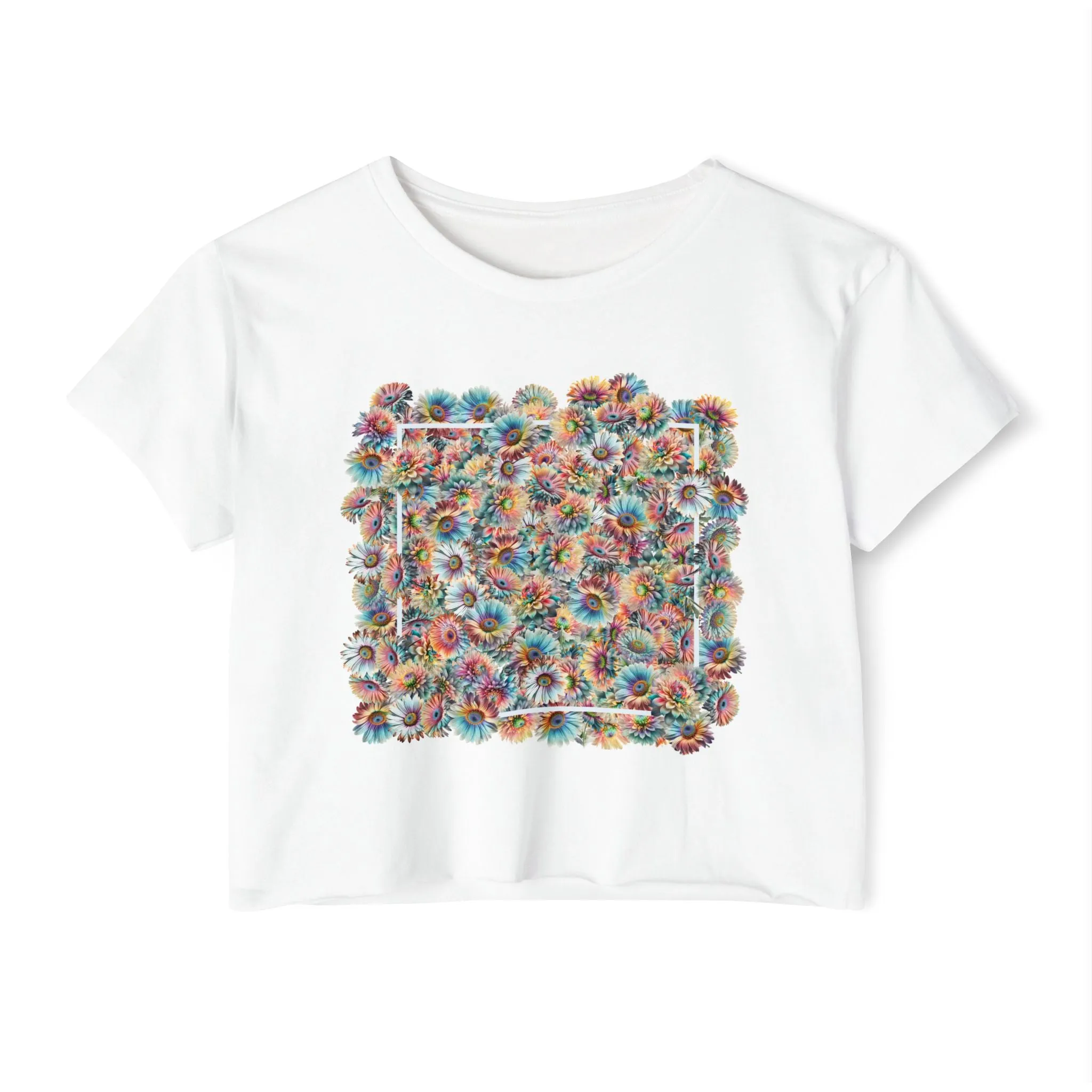 Flower Box Abstract floral design - Cute crop tee