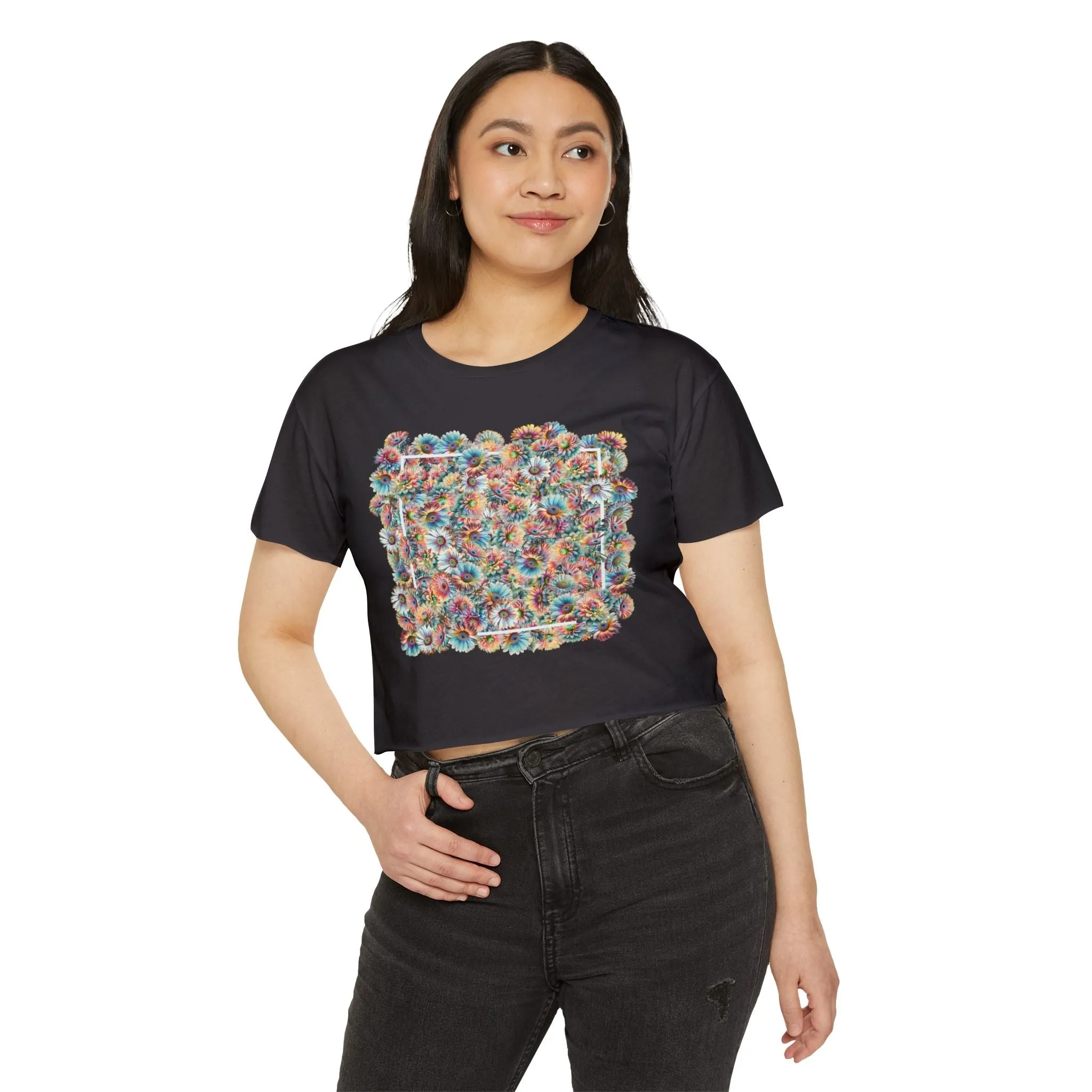 Flower Box Abstract floral design - Cute crop tee