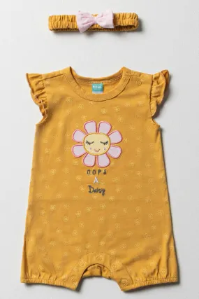 Flower Romper Set Girl Yellow