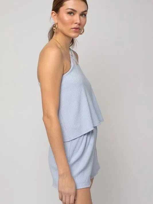 Flowy Layered One Shoulder Layered Top Romper