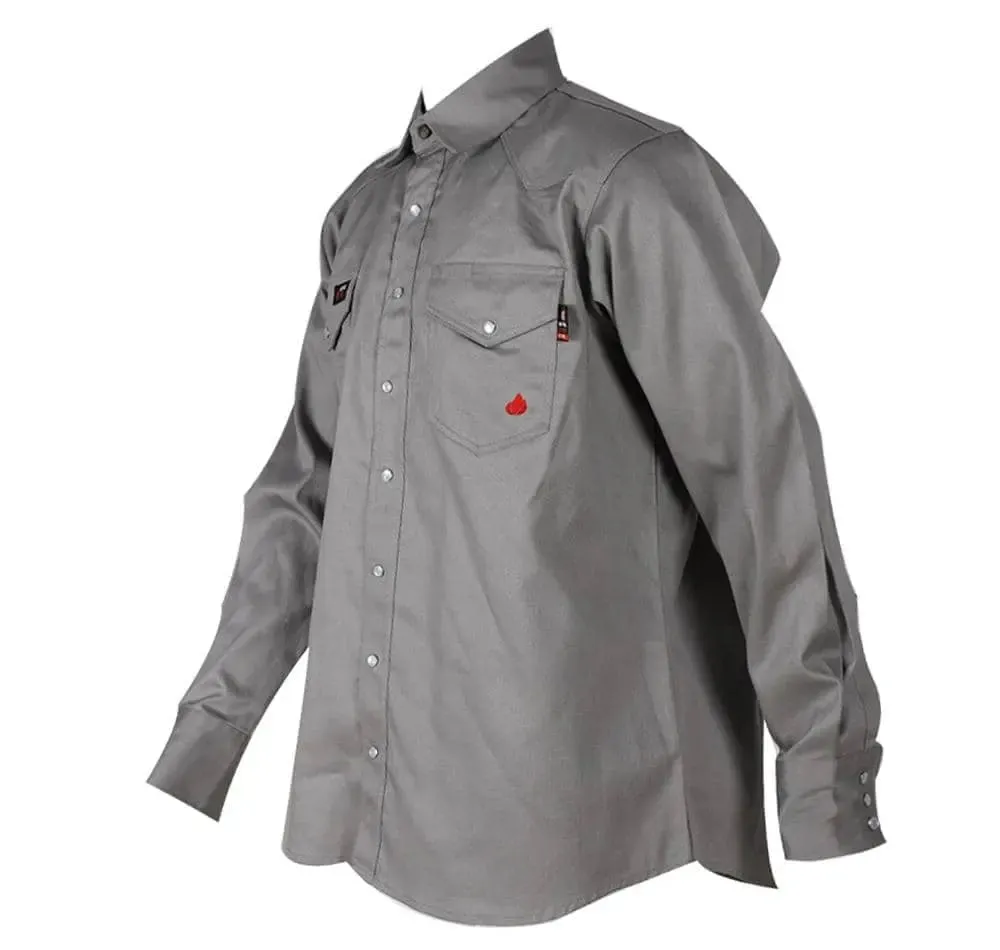 FORGE - Men's FR Solid Button Shirt, Light Gray