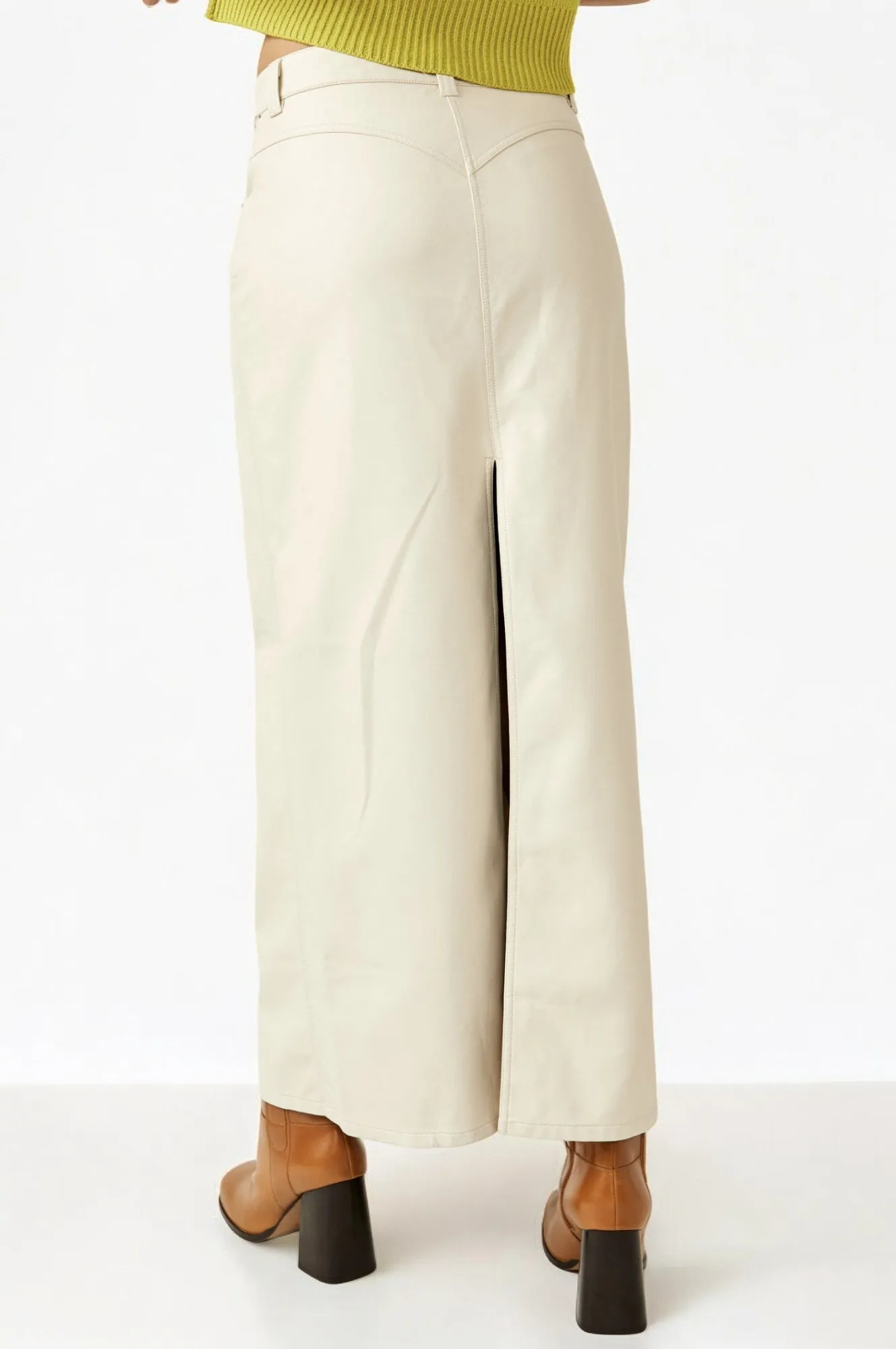 Free People City Slicker Vegan Maxi Skirt in Nilla Cream