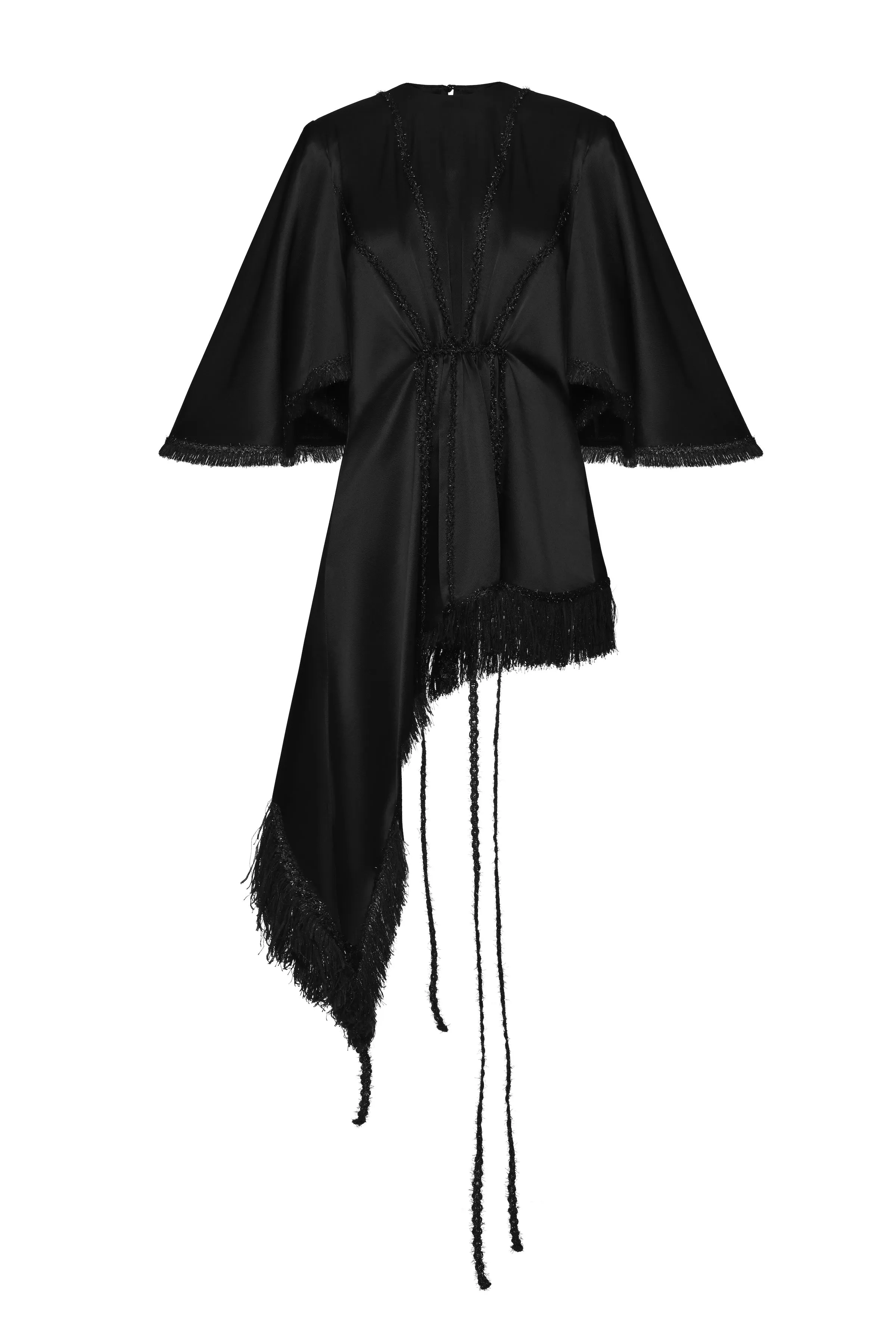 FRINGE TRIM ASYMMETRICAL MINI DRESS