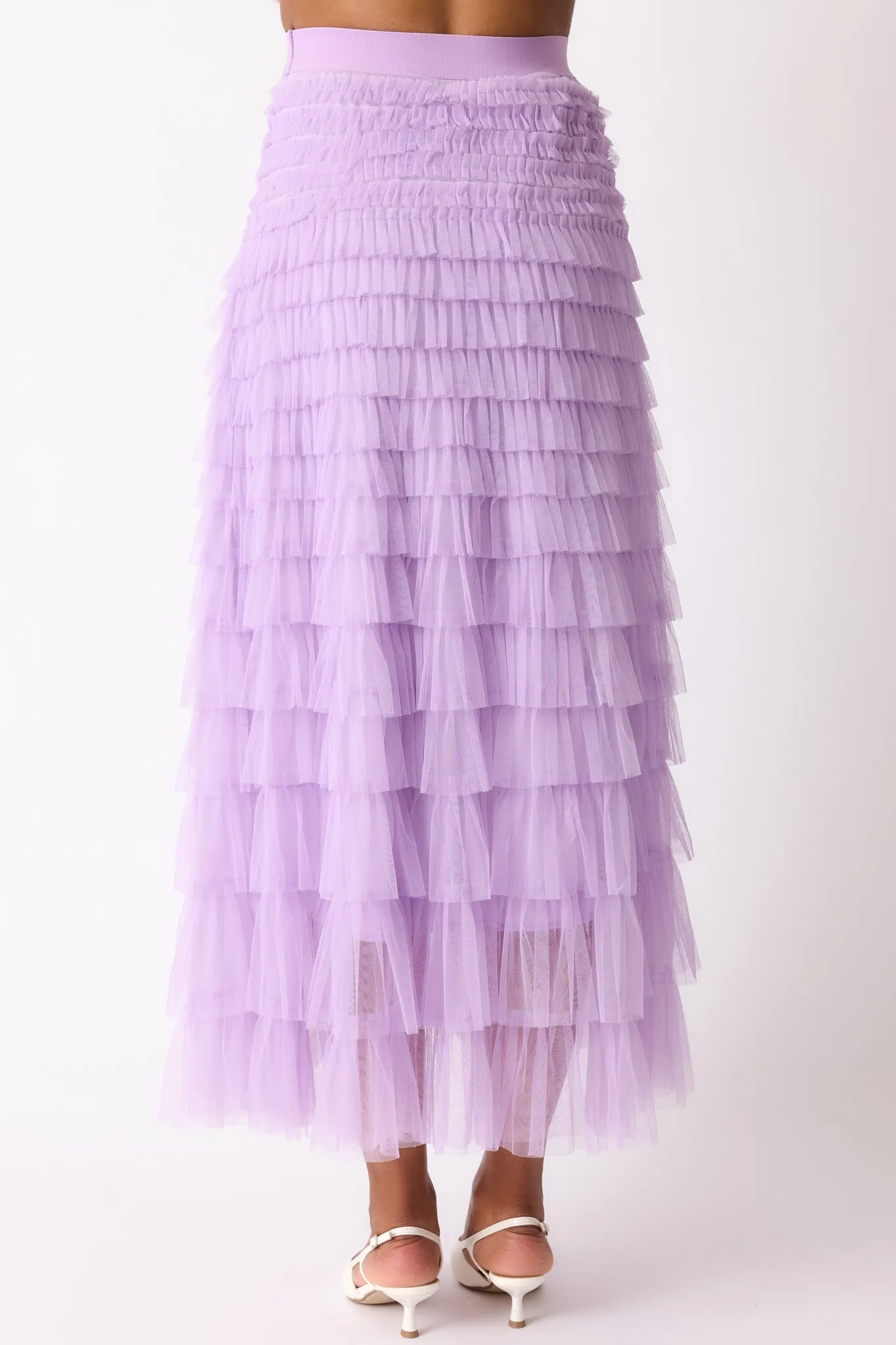 Garden Gathering Lavender Tiered Ruffle Tulle Maxi Skirt