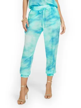 Gauze High-Waisted Tie-Dye Drawstring Jogger Pant