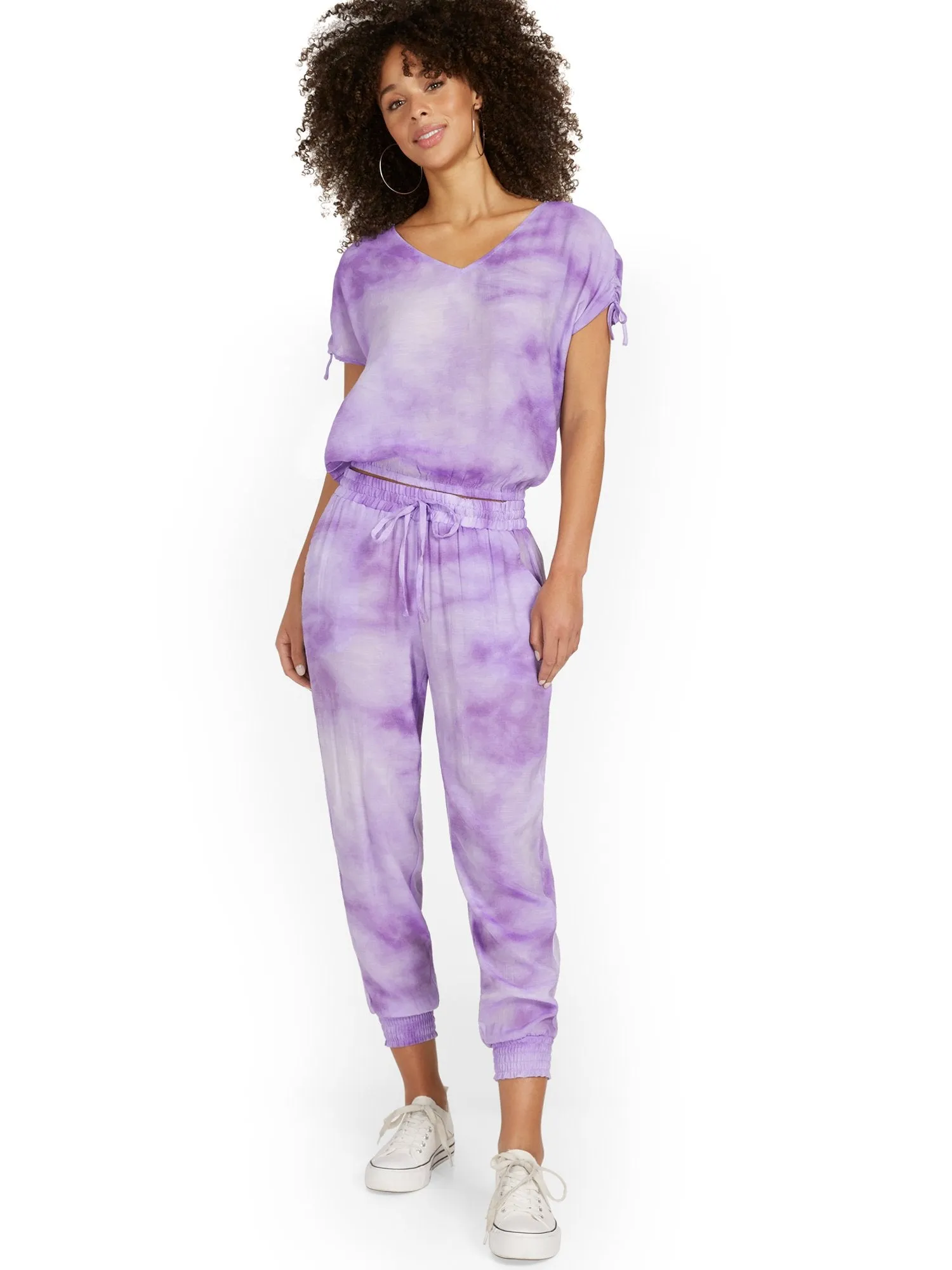 Gauze High-Waisted Tie-Dye Drawstring Jogger Pant