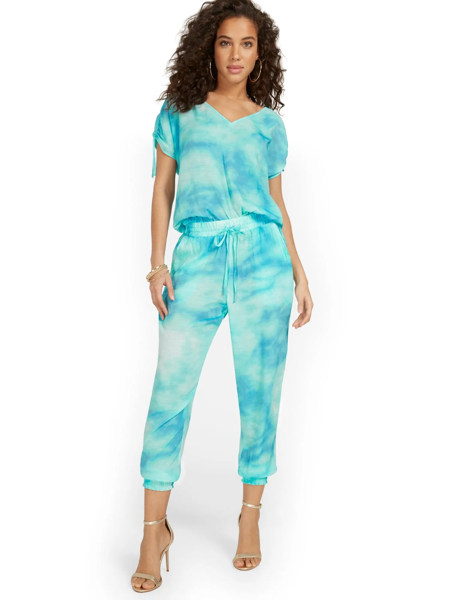 Gauze High-Waisted Tie-Dye Drawstring Jogger Pant