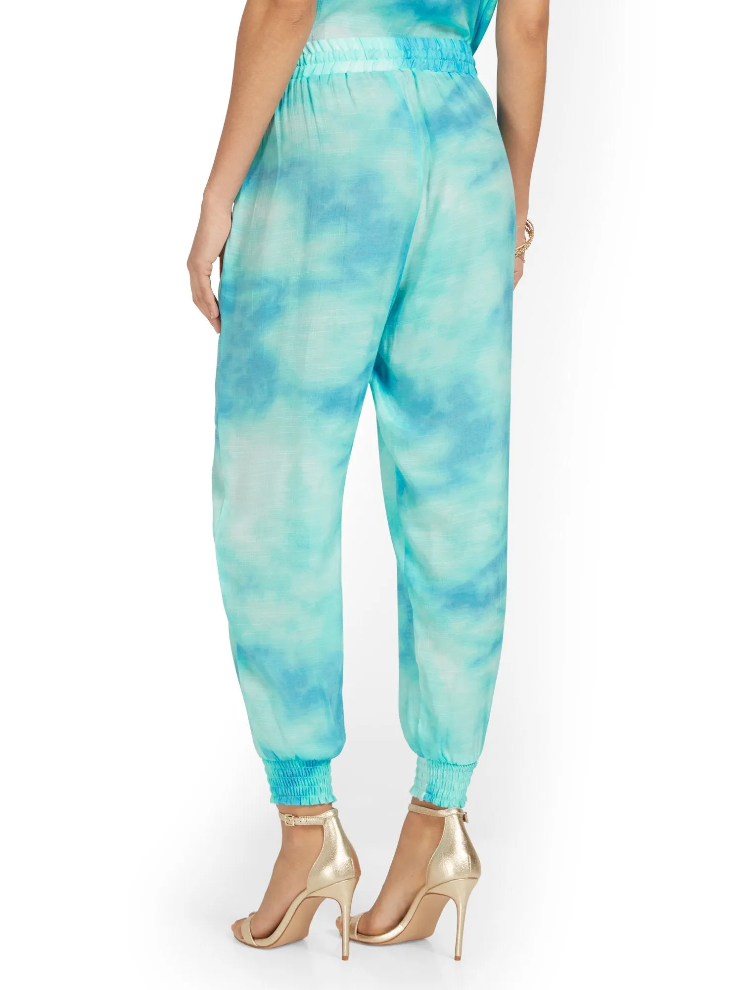 Gauze High-Waisted Tie-Dye Drawstring Jogger Pant