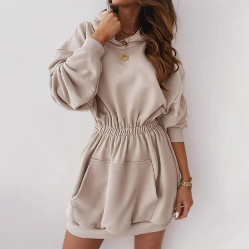 Girls Oversize Long Sleeve Winter Hoodie Sweatshirt Mini Dress