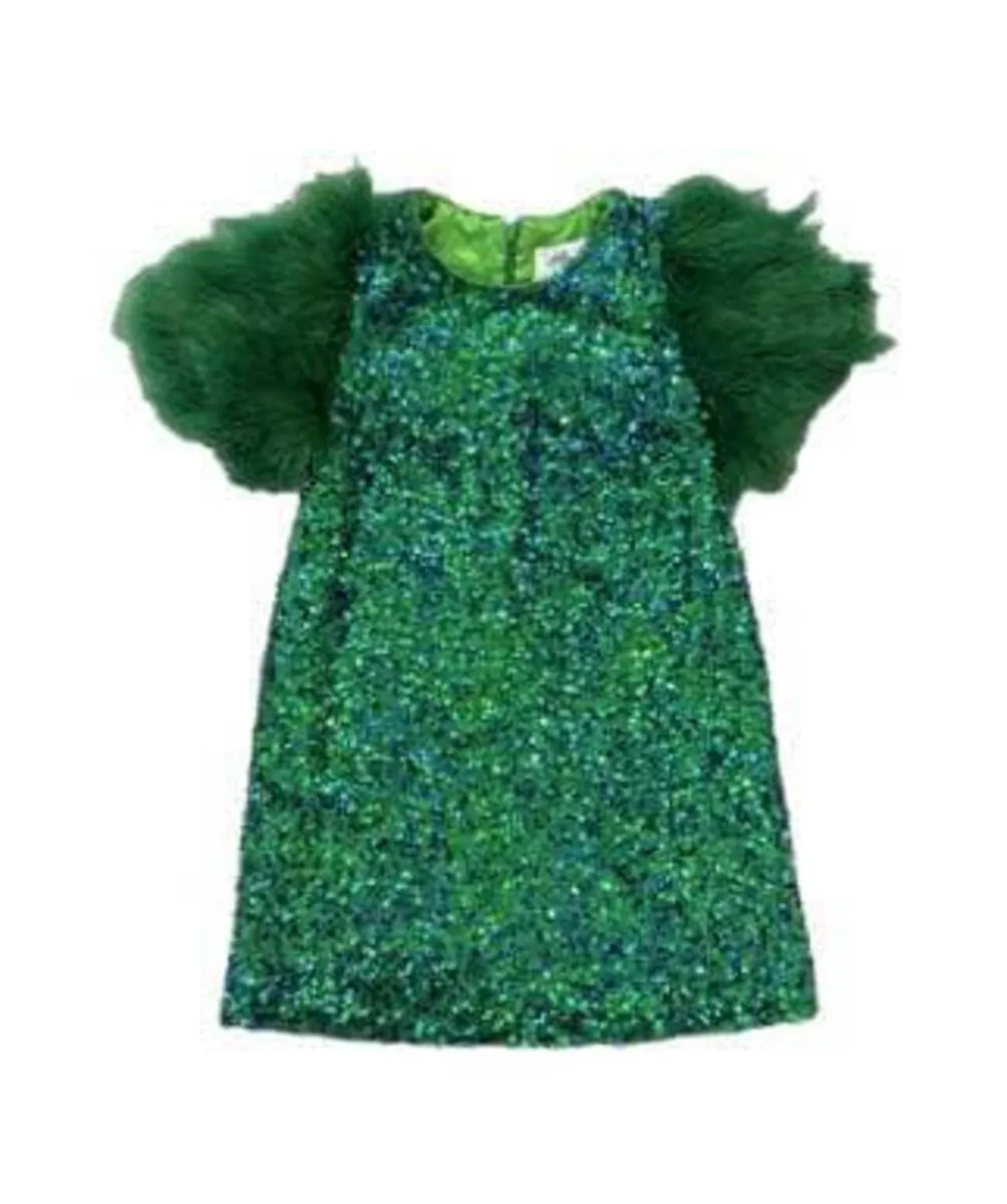 Girls Sequin & Feather Party Dress